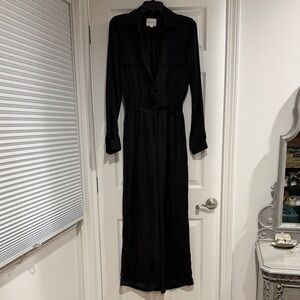 Cotton Candy LA Black silky romper with belt loops for belted look